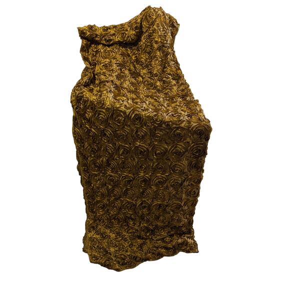 NWOT! COPPER SHIMMER RIBBON FLORAL EMBROIDERED TABLECLOTH, THROW! RAISED FINISH! - Picture 5 of 10